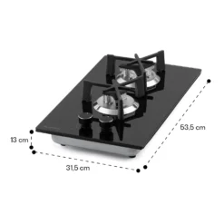 Trifecta Domino Gaskochfeld 2-flammig Triangle-Brenner Glaskeramik -Klarstein Verkaufs 10035468 yy 0011 dimensions