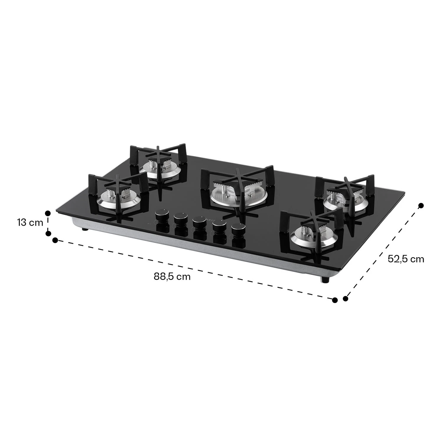 Trifecta 5 Gaskochfeld 5-flammig Triangle-Brenner Glaskeramik Trifecta 5 Gaskochfeld 5-flammig Triangle-Brenner Glaskeramik -Klarstein Verkaufs 10035470 yy 0011 dimensions
