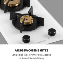 Goldflame Domino Gaskochfeld 2-flammig Messing-Brenner Glaskeramik 2 Goldflame Domino Gaskochfeld 2-flammig Messing-Brenner Glaskeramik -Klarstein Verkaufs 10035498 de 0003 logo