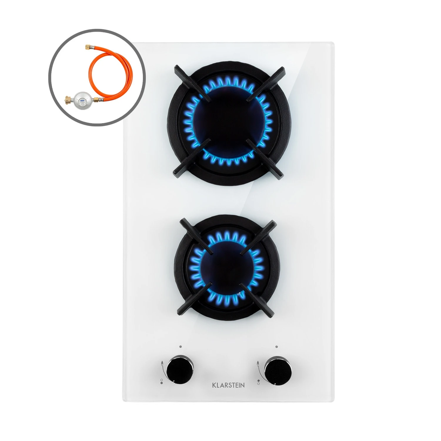 Goldflame Domino Gaskochfeld 2-flammig Messing-Brenner Glaskeramik Goldflame Domino Gaskochfeld 2-flammig Messing-Brenner Glaskeramik -Klarstein Verkaufs 10035498 yy 0001 titel Klarstein Goldflame Domino Gasherd weiss