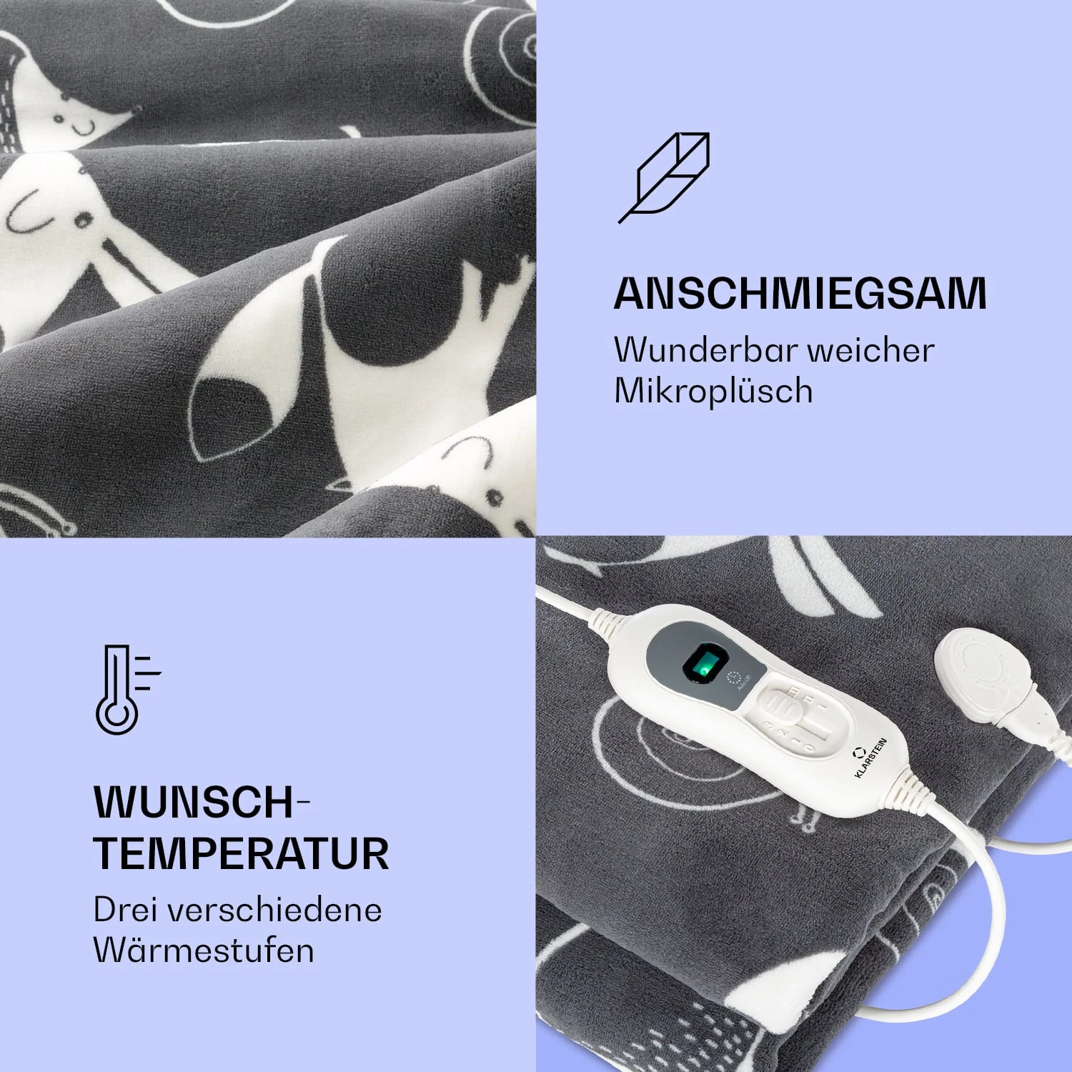 Dr. Watson XXL Heizdecke 3 Stufen waschbar 200x180cm Coral Fleece Dr. Watson XXL Heizdecke 3 Stufen Waschbar 200x180cm Coral Fleece -Klarstein Verkaufs 10035503 de 0003 logo