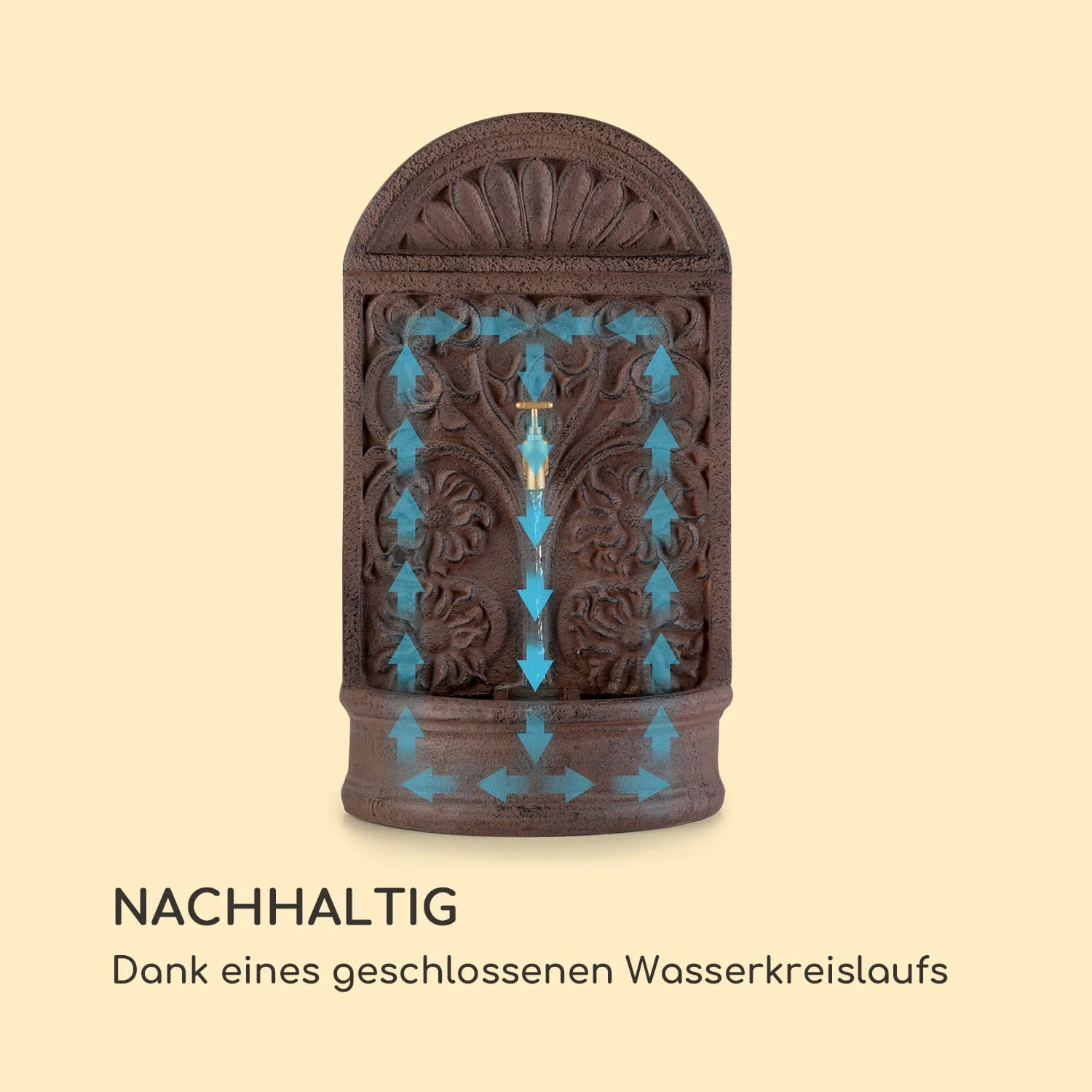 Blumquell Solarbrunnen LED 5 m Kabel Kunststein Solarpanel Blumquell Solarbrunnen LED 5 M Kabel Kunststein Solarpanel -Klarstein Verkaufs 10035542 de 0007 logo