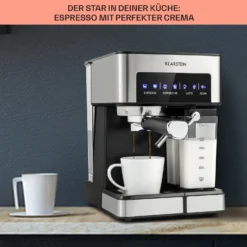 Arabica Comfort Espressomaschine 1350W 20 Bar 1,8l Touch-Bedienfeld -Klarstein Verkaufs 10035655 de 0004 usp