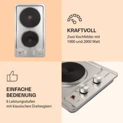 Appetito Domino Elektrokochfeld 2 Platten 3000 Watt Edelstahl -Klarstein Verkaufs 10035700 de 0003 logo