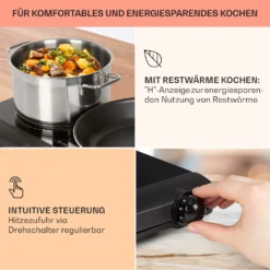 Cookbuddy Doppel-Kochfeld 2400W 5 Leistungsstufen Glaskeramik 3 Cookbuddy Doppel-Kochfeld 2400W 5 Leistungsstufen Glaskeramik -Klarstein Verkaufs 10035705 de 0004 usp