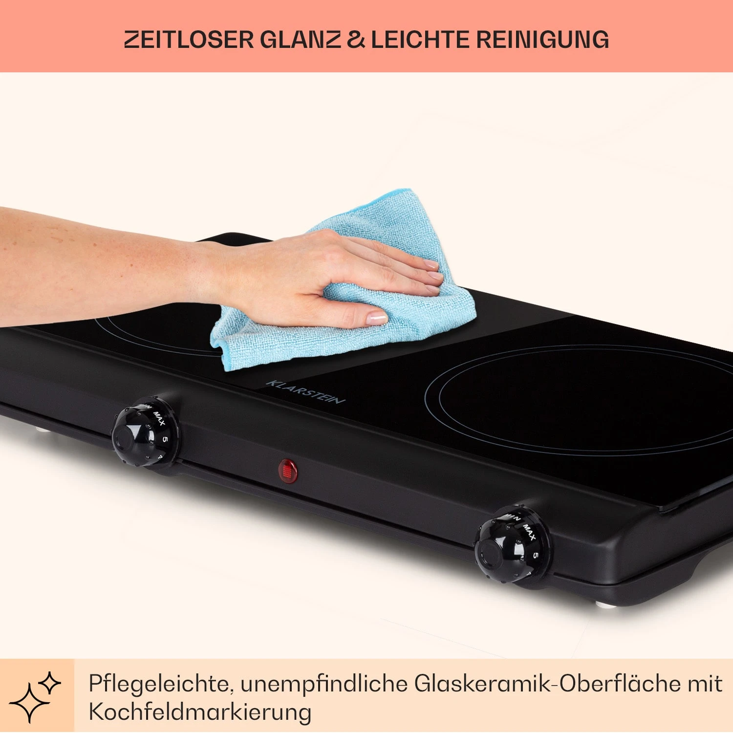 Cookbuddy Doppel-Kochfeld 2400W 5 Leistungsstufen Glaskeramik Cookbuddy Doppel-Kochfeld 2400W 5 Leistungsstufen Glaskeramik -Klarstein Verkaufs 10035705 de 0007 usp