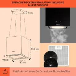 Kronleuchter Smart Inselabzugshaube 595m³/h App-Steuerung LED-Panel -Klarstein Verkaufs 10035710 de 0005 usp