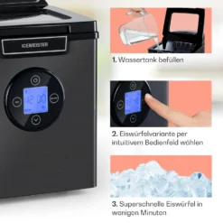 Icemeister 2G Eiswürfelmaschine 12kg/24h LC-Display Edelstahl 3 Icemeister 2G Eiswürfelmaschine 12kg/24h LC-Display Edelstahl -Klarstein Verkaufs 10035712 de 0004 usp
