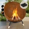 Fireball Rust Feuerschale 60 Cm Ø Kippbare Rost-Finish Rost / Holz