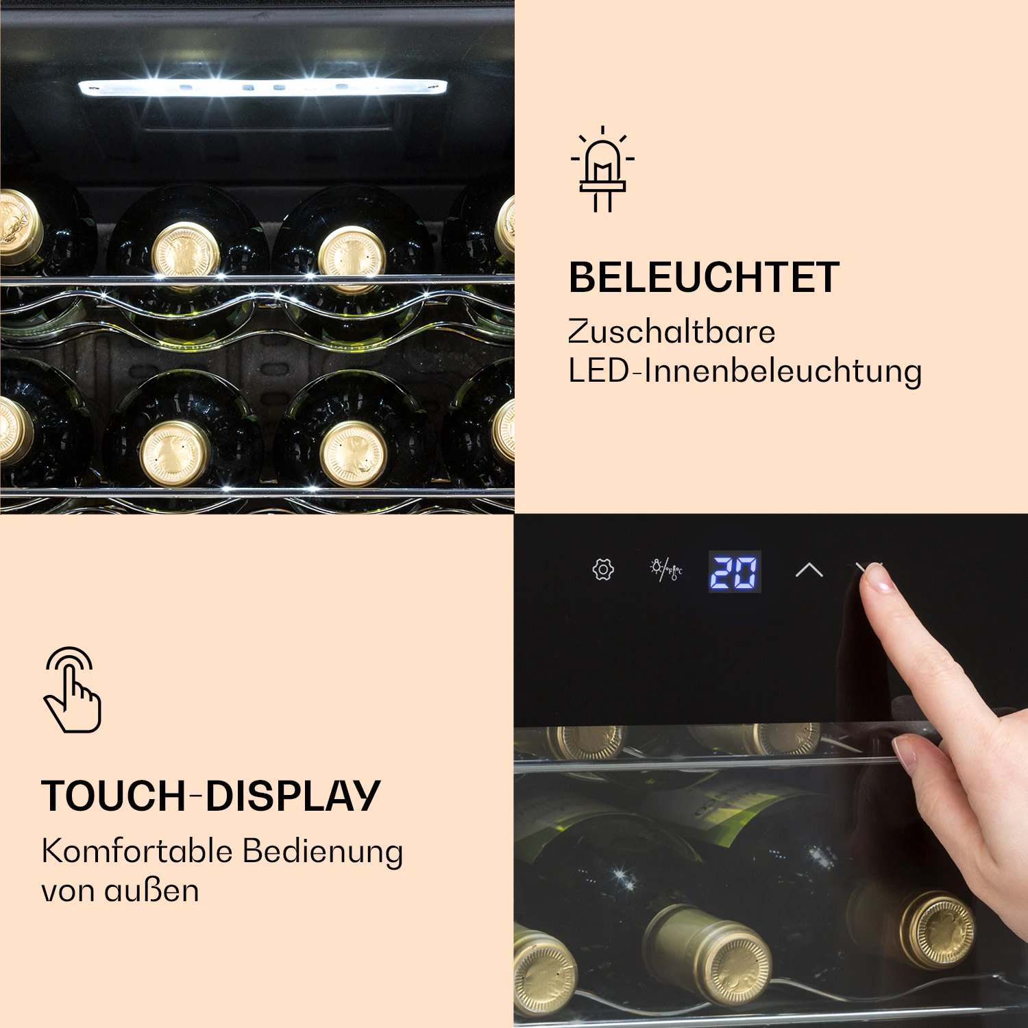 Ultimo 20 Uno Weinkühlschrank 53l Touch-Bedienfeld 131W 5-18°C Ultimo 20 Uno Weinkühlschrank 53l Touch-Bedienfeld 131W 5-18°C -Klarstein Verkaufs 10035778 de 0005 logo