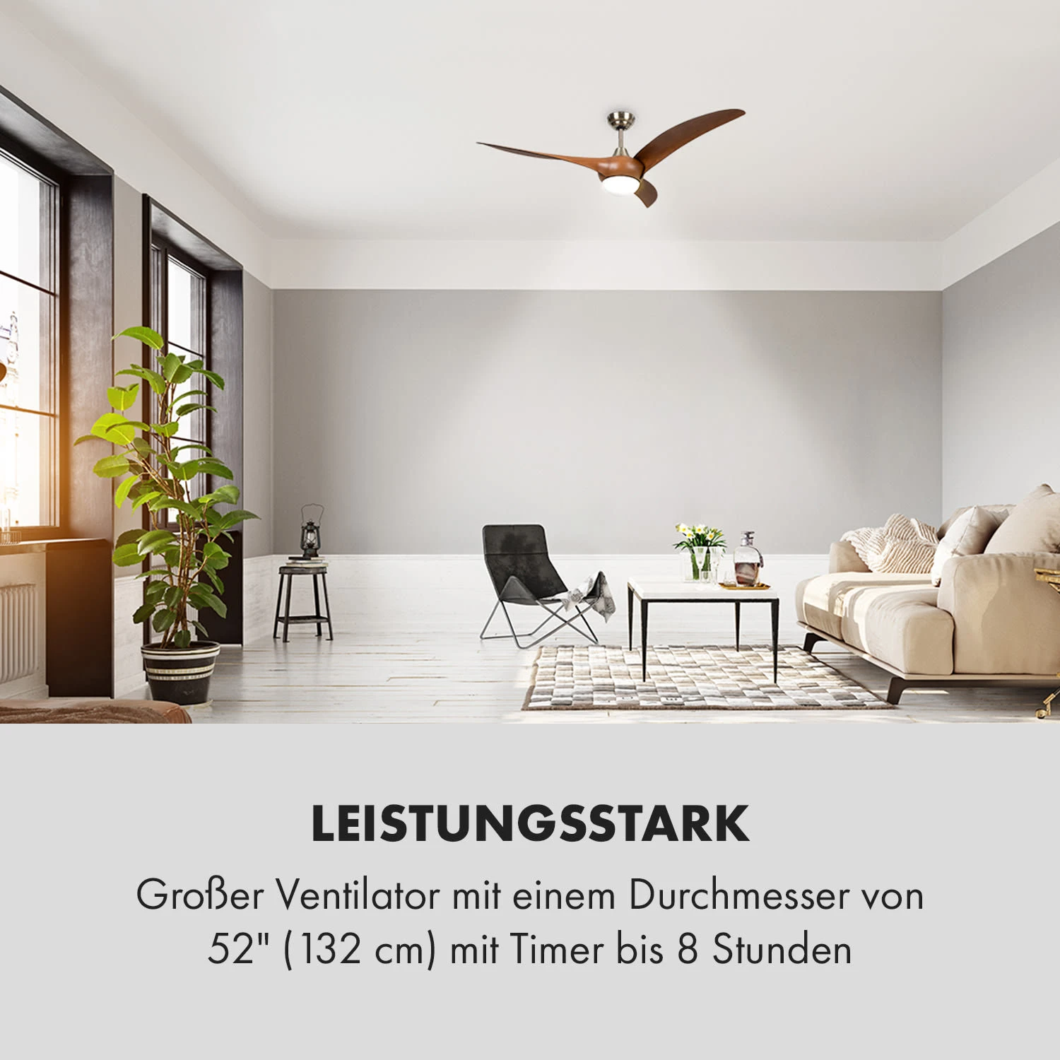 Monteverde Deckenventilator Deckenleuchte 52" 8.376m³/h 3 Flügel Monteverde Deckenventilator Deckenleuchte 52" 8.376m³/h 3 Flügel -Klarstein Verkaufs 10035788 de 0006 logo