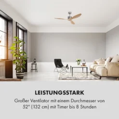 Santa Elena Deckenventilator 52" 9.060m³/h 3 Echtholzflügel -Klarstein Verkaufs 10035789 de 0006 logo