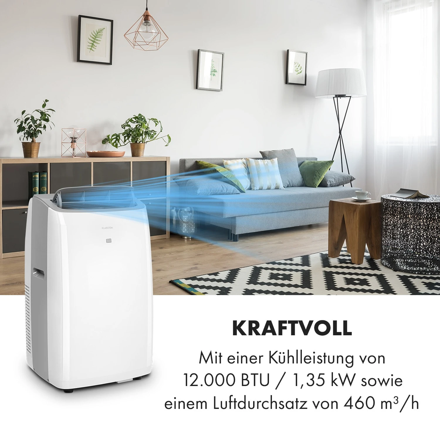Grandbreeze Eco 12K Klimaanlage 3-in-1 460 m³/h 12.000 BTU/1,35 kW Grandbreeze Eco 12K Klimaanlage 3-in-1 460 M³/h 12.000 BTU/1,35 KW -Klarstein Verkaufs 10035809 de 0002 logo