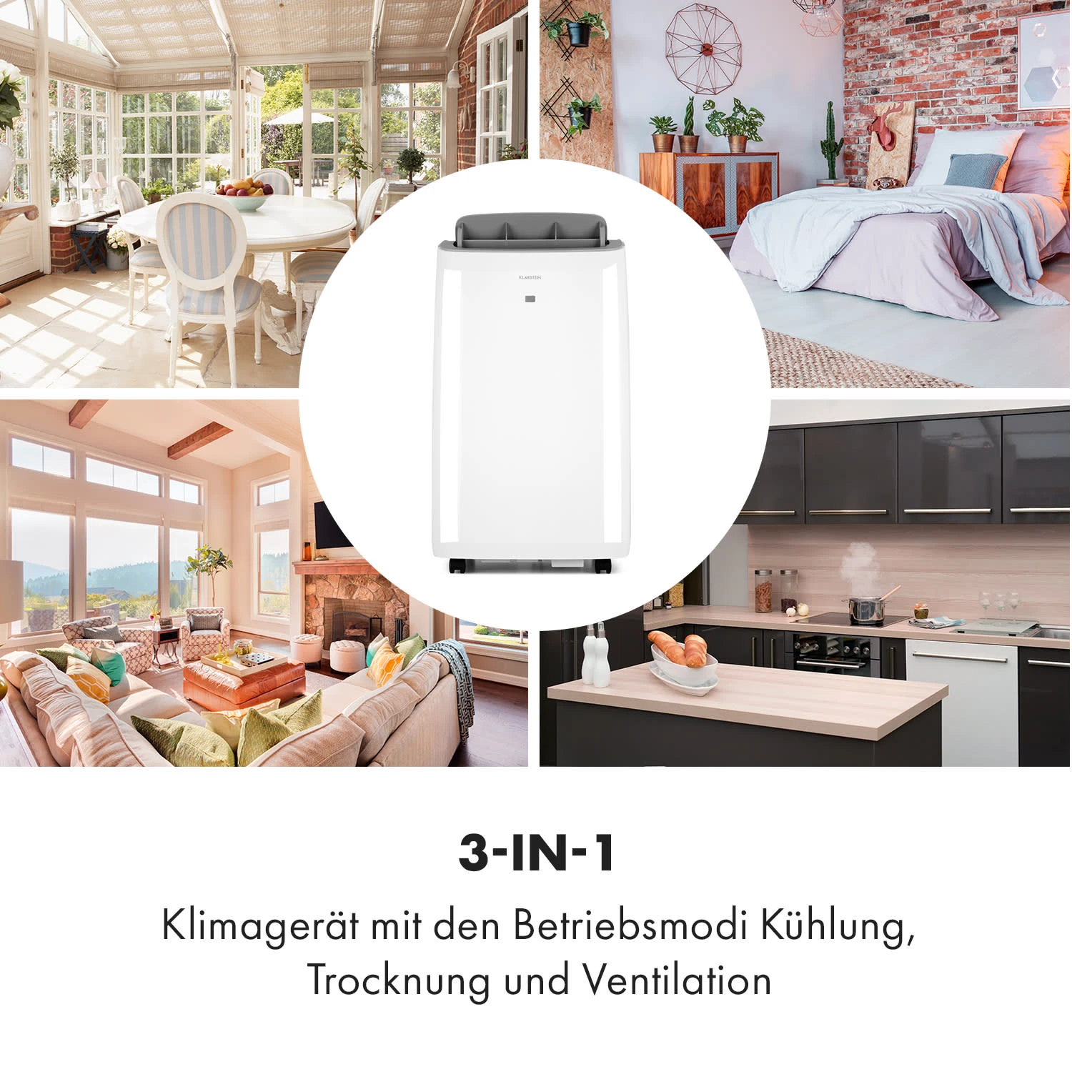 Grandbreeze Eco 12K Klimaanlage 3-in-1 460 m³/h 12.000 BTU/1,35 kW Grandbreeze Eco 12K Klimaanlage 3-in-1 460 M³/h 12.000 BTU/1,35 KW -Klarstein Verkaufs 10035809 de 0005 logo