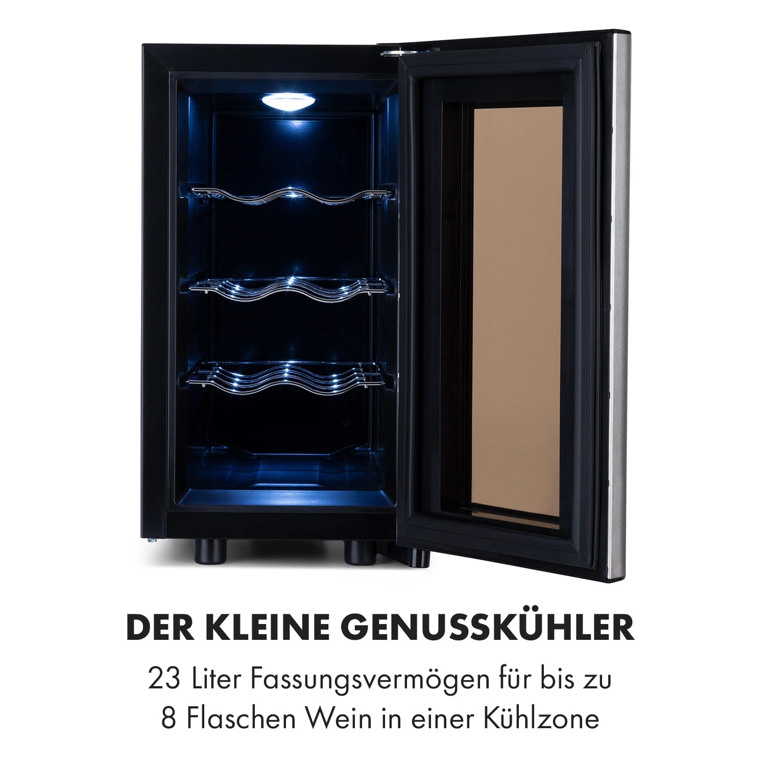 Reserva 8 Slim Uno Weinkühlschrank 8 Flaschen 23 Liter Edelstahl Reserva 8 Slim Uno Weinkühlschrank 8 Flaschen 23 Liter Edelstahl -Klarstein Verkaufs 10035861 de 0003 logo