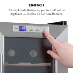 Reserva 8 Uno Weinkühlschrank 23 Ltr 8 Fl 11-18 °C 26 DB Edelstahl -Klarstein Verkaufs 10035864 de 0004 logo