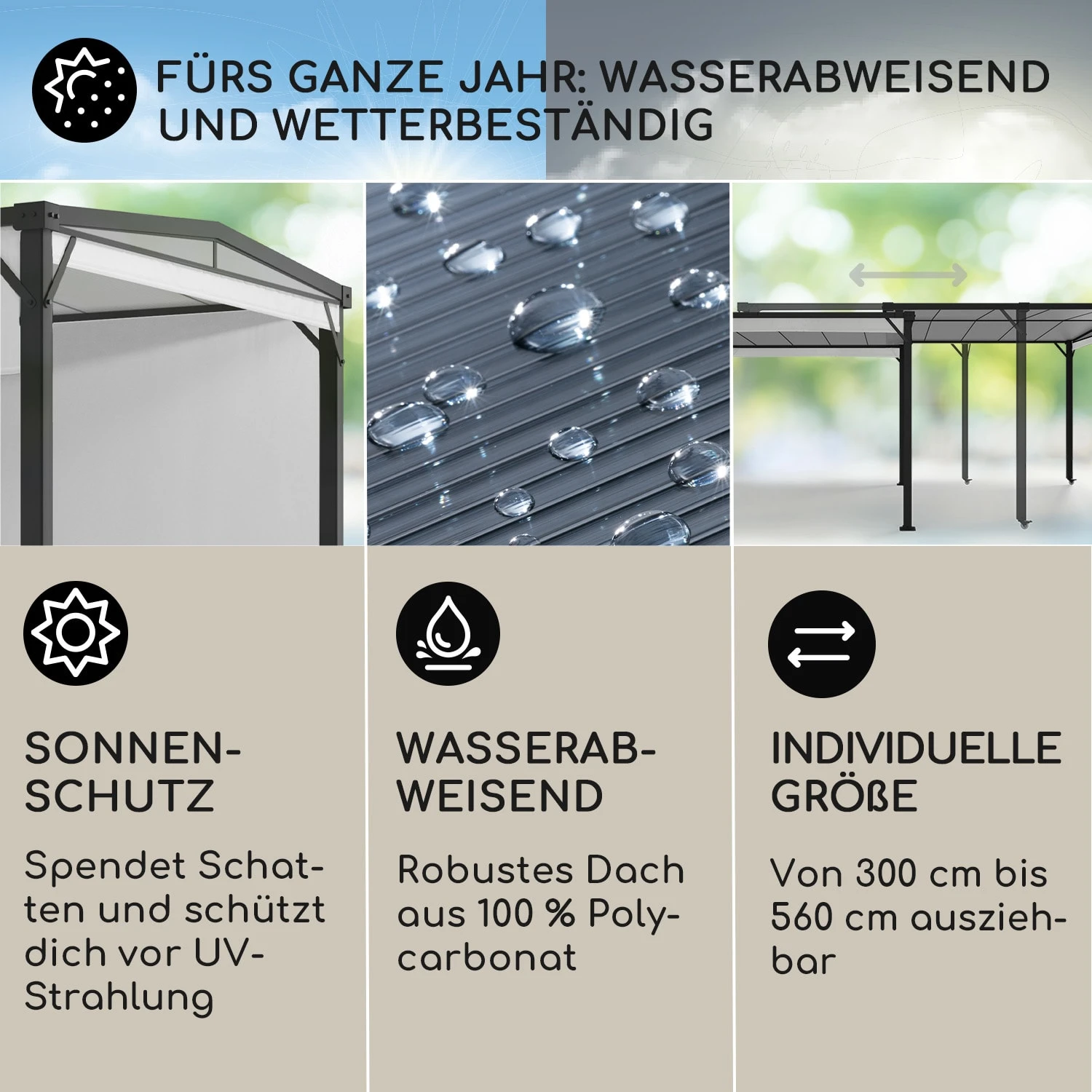 Pantheon Solid Sky Expand Pavillon Seitenwände 3x3-5,6 m Aluminium Pantheon Solid Sky Expand Pavillon Seitenwände 3x3-5,6 M Aluminium -Klarstein Verkaufs 10035870 de 0002 usp