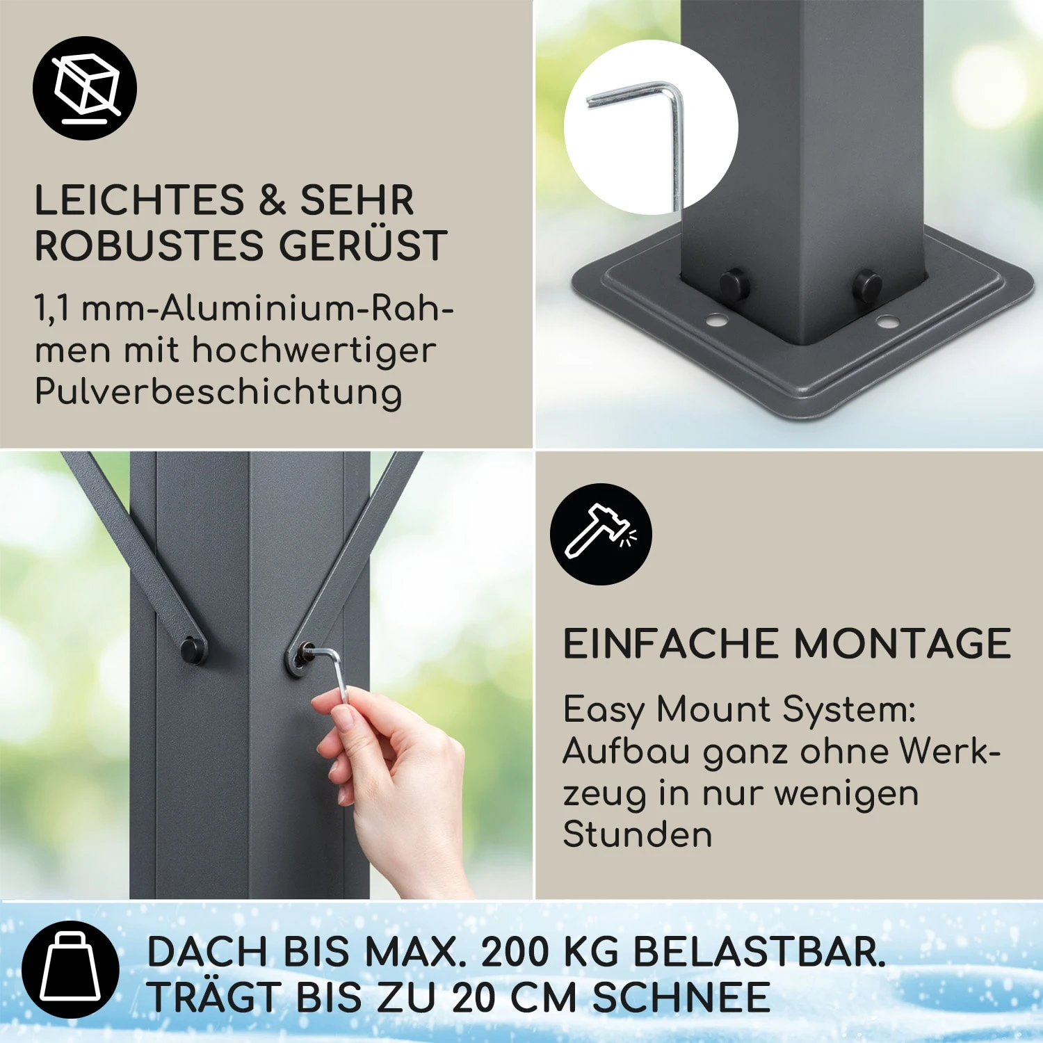 Pantheon Solid Sky Expand Pavillon Seitenwände 3x3-5,6 m Aluminium Pantheon Solid Sky Expand Pavillon Seitenwände 3x3-5,6 M Aluminium -Klarstein Verkaufs 10035870 de 0003 usp