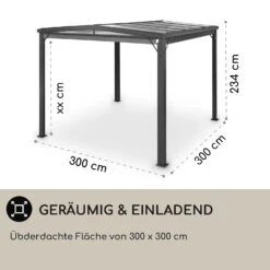 Pantheon Cortina Solid Sky Pergola Vordach 3x3m Polycarbonat -Klarstein Verkaufs 10035872 de 0004 usp