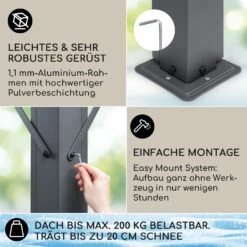 Pantheon Cortina Solid Sky Pergola Vordach 3x4m Polycarbonat -Klarstein Verkaufs 10035873 de 0003 usp