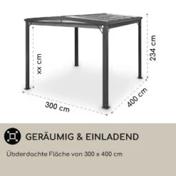 Pantheon Cortina Solid Sky Pergola Vordach 3x4m Polycarbonat -Klarstein Verkaufs 10035873 de 0004 usp