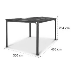 Pantheon Cortina Solid Sky Pergola Vordach 3x4m Polycarbonat -Klarstein Verkaufs 10035873 yy 0007 dimensions