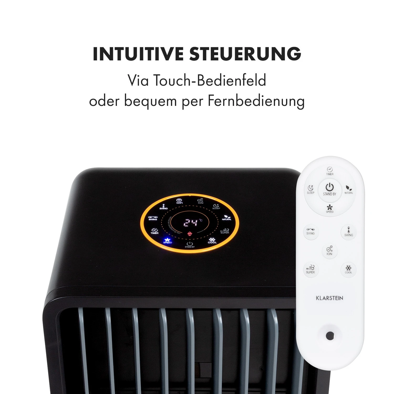 Maxflow Smart 3-in-1 Luftkühler 5L WiFi Fernbedienung 2x Eispack Maxflow Smart 3-in-1 Luftkühler 5L WiFi Fernbedienung 2x Eispack -Klarstein Verkaufs 10036092 de 0006 logo