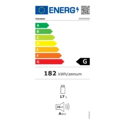 Geheimversteck Mini-Kühlschrank 2 Ebenen 17Ltr. 26dB Thermoelektrisch -Klarstein Verkaufs 10036105 energy label
