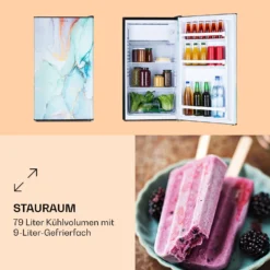 CoolArt 79L Kühl-Gefrier-Kombination EEK F Gefrierfach 9l Designtür -Klarstein Verkaufs 10036182 de 0003 logo