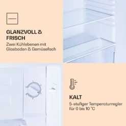 CoolArt 79L Kühl-Gefrier-Kombination EEK F Gefrierfach 9l Designtür -Klarstein Verkaufs 10036182 de 0005 logo