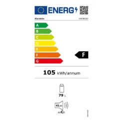 CoolArt 79L Kühl-Gefrier-Kombination EEK F Gefrierfach 9l Designtür -Klarstein Verkaufs 10036182 energy label