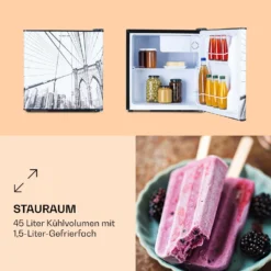 CoolArt 45L Mini-Kühlschrank EEK F Gefrierfach 1,5l Designtür -Klarstein Verkaufs 10036183 de 0003 logo