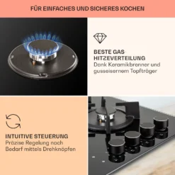 MultiChef 4 Kombi-Gaskochfeld Gas/Glaskeramik 4 Zonen -Klarstein Verkaufs 10036337 de 0004 usp