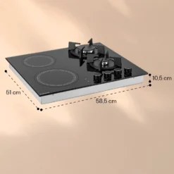 MultiChef 4 Kombi-Gaskochfeld Gas/Glaskeramik 4 Zonen -Klarstein Verkaufs 10036337 yy 0011 dimensions