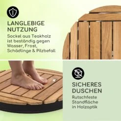 Sumatra Teak Round Gartendusche Aluminium Teakholz Tragegriff -Klarstein Verkaufs 10036351 de 0003 usp