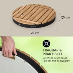 Sumatra Teak Round Gartendusche Aluminium Teakholz Tragegriff -Klarstein Verkaufs 10036351 de 0006 usp