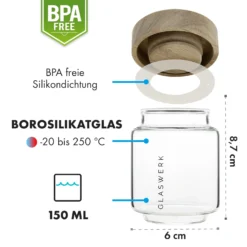 Glaswerk Cassia Gewürzgläser 6 St. 130 Ml Borosilikatglas Holzdeckel Luftdicht -Klarstein Verkaufs 10036357 de 0007 logo