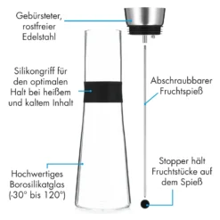 Sile Karaffe 1,6 Liter Borosilikatglas Fruchtspieß Mit Stopper 3 Sile Karaffe 1,6 Liter Borosilikatglas Fruchtspieß Mit Stopper -Klarstein Verkaufs 10036369 de 0004 logo