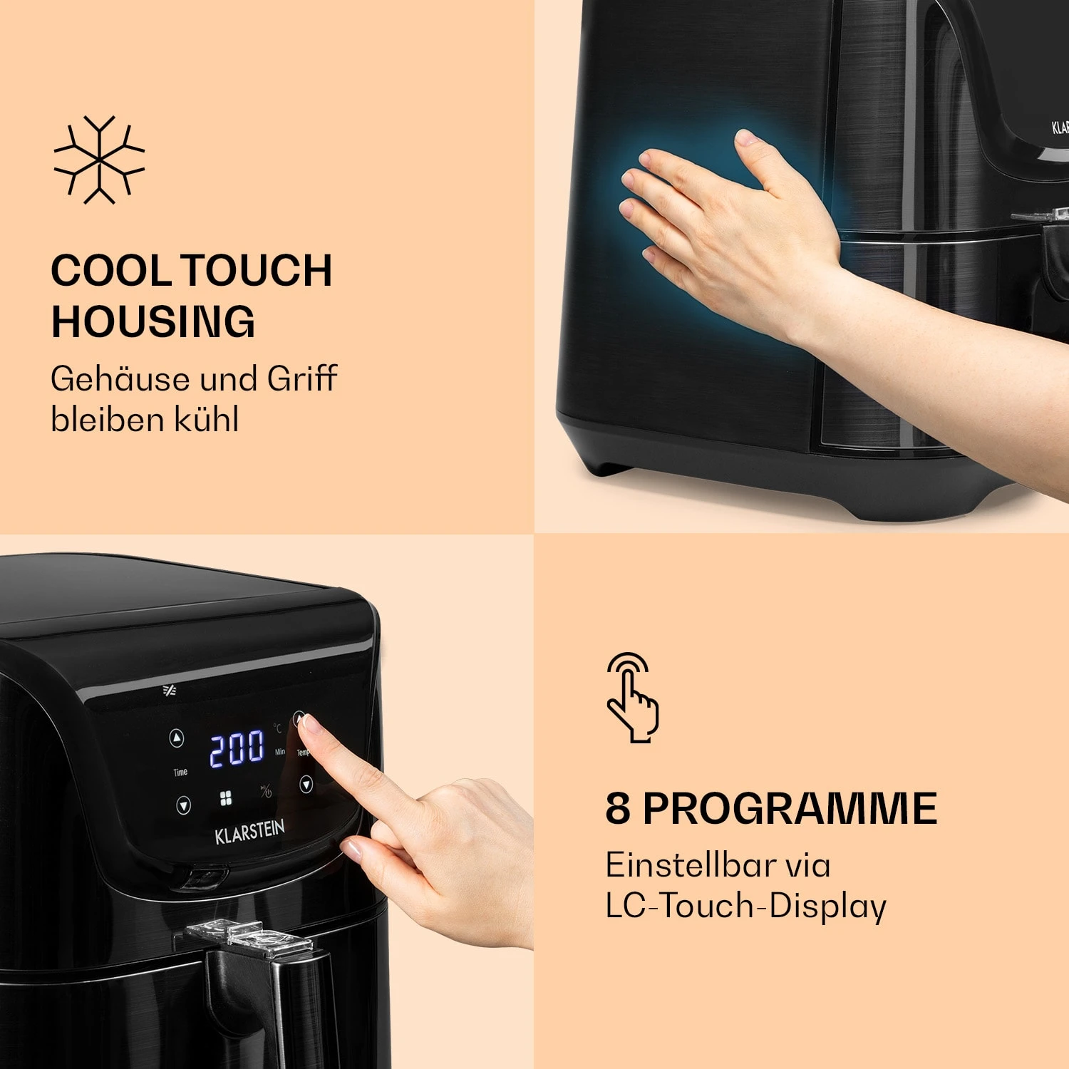 AeroVital Deluxe Heißluftfritteuse 1700W 5,4 Liter Edelstahl AeroVital Deluxe Heißluftfritteuse 1700W 5,4 Liter Edelstahl -Klarstein Verkaufs 10036476 de 0004 logo