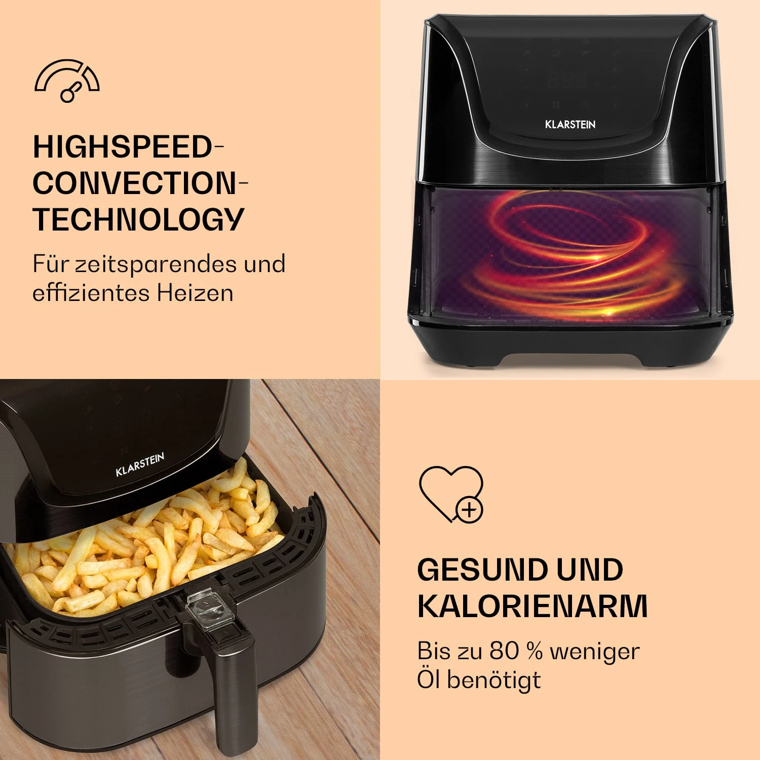 AeroVital Deluxe Heißluftfritteuse 1700W 5,4 Liter Edelstahl AeroVital Deluxe Heißluftfritteuse 1700W 5,4 Liter Edelstahl -Klarstein Verkaufs 10036476 de 0005 logo