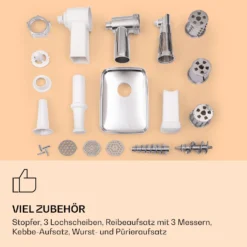 Mighty Mince Elektrischer Fleischwolf 500 - 1361 Watt 3 Lochscheiben -Klarstein Verkaufs 10036478 de 0007 logo