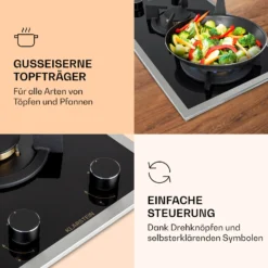 Goldflame Domino Prime Gaskochfeld 2-flammig Messing-Brenner Glaskeramik 2 Goldflame Domino Prime Gaskochfeld 2-flammig Messing-Brenner Glaskeramik -Klarstein Verkaufs 10037806 de 0003 logo