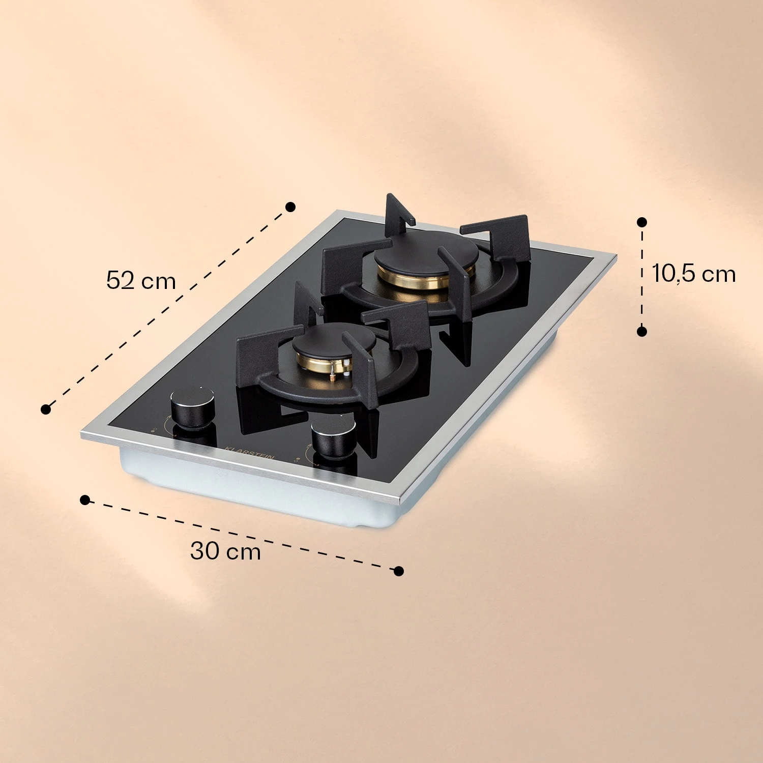 Goldflame Domino Prime Gaskochfeld 2-flammig Messing-Brenner Glaskeramik Goldflame Domino Prime Gaskochfeld 2-flammig Messing-Brenner Glaskeramik -Klarstein Verkaufs 10037806 yy 0007 logo