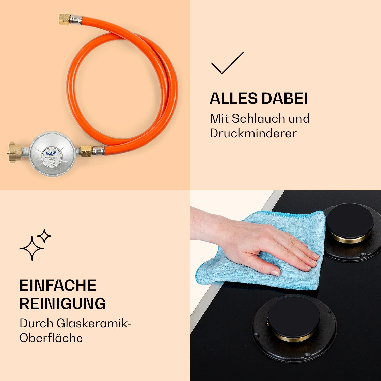 Goldflame Domino 4 Prime Gaskochfeld 4-flammig Messing-Brenner Glaskeramik Goldflame Domino 4 Prime Gaskochfeld 4-flammig Messing-Brenner Glaskeramik -Klarstein Verkaufs 10037807 de 0006 logo