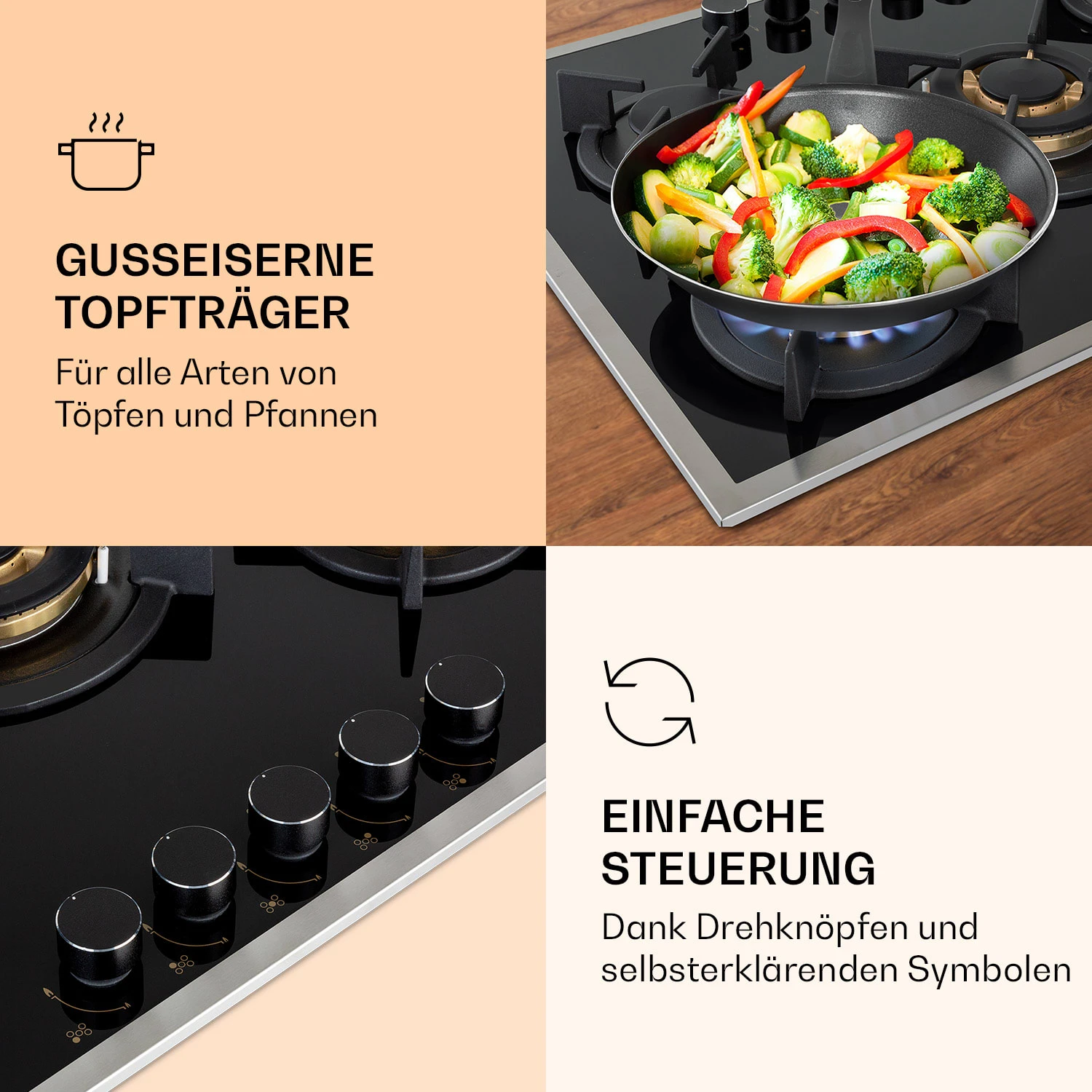 Goldflame 5 Prime Gaskochfeld 5-flammig Messing-Brenner Glaskeramik Goldflame 5 Prime Gaskochfeld 5-flammig Messing-Brenner Glaskeramik -Klarstein Verkaufs 10037808 de 0003 logo