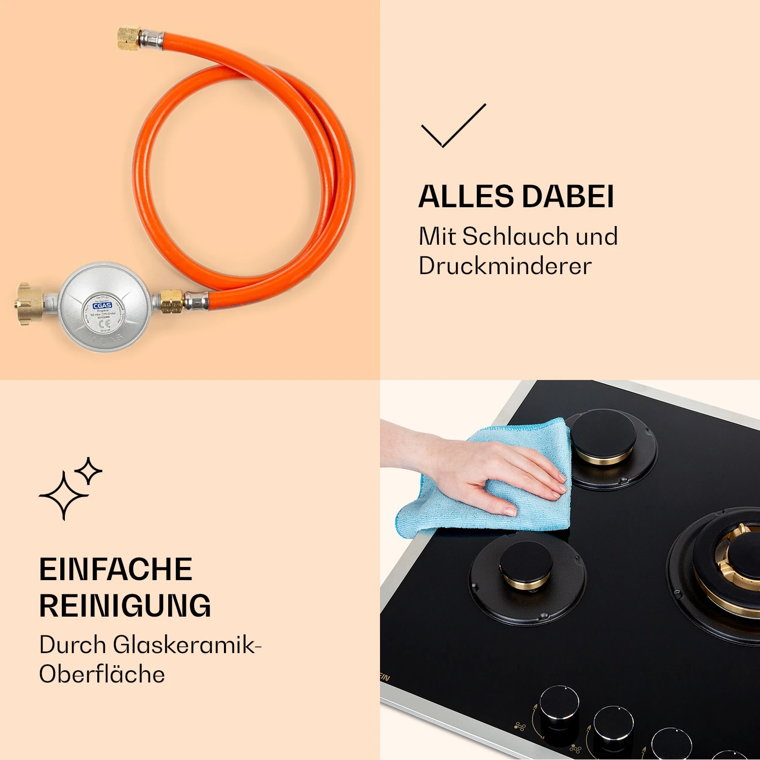 Goldflame 5 Prime Gaskochfeld 5-flammig Messing-Brenner Glaskeramik Goldflame 5 Prime Gaskochfeld 5-flammig Messing-Brenner Glaskeramik -Klarstein Verkaufs 10037808 de 0006 logo