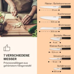 Kitano 8tlg. Messer-Set Mit Block 7 Messer Stahl Edler Holzblock -Klarstein Verkaufs 10037815 de 0004 logo