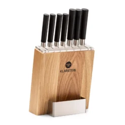 Kitano 8tlg. Messer-Set Mit Block 7 Messer Stahl Edler Holzblock