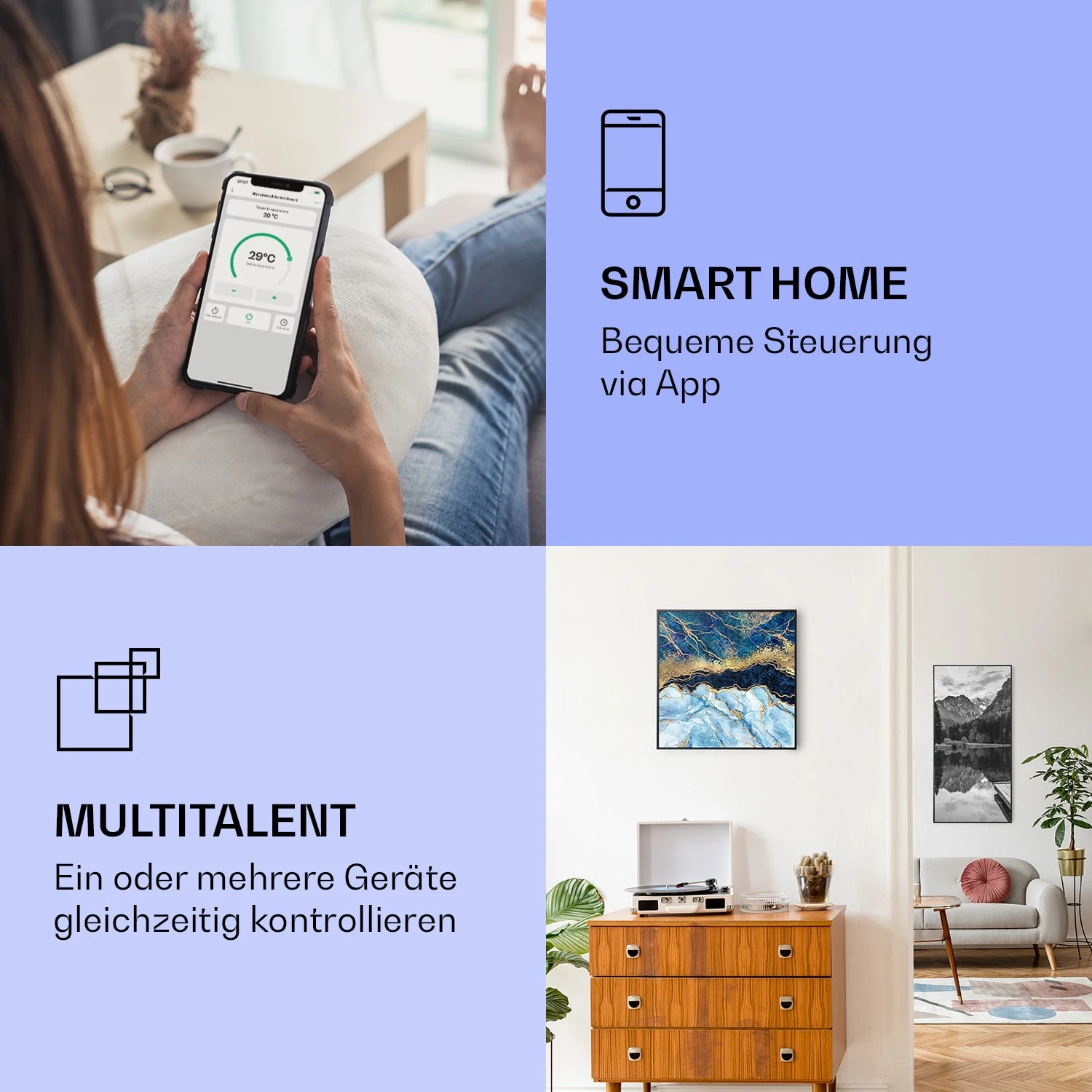 Wonderwall Air Art Smart Infrarotheizung Blauer Marmor 60x60cm 350W Wonderwall Air Art Smart Infrarotheizung Blauer Marmor 60x60cm 350W -Klarstein Verkaufs 10037827 de 0002 logo