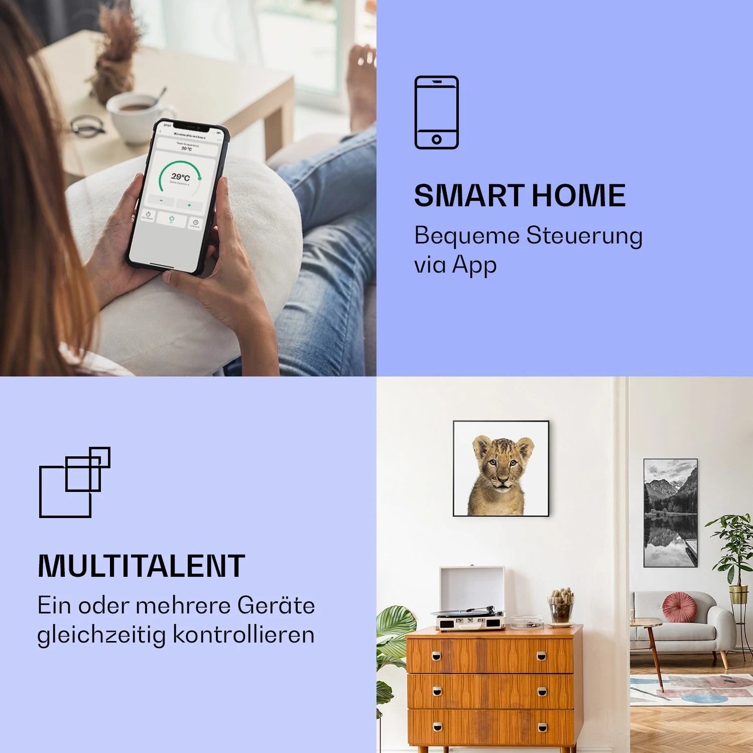 Wonderwall Air Art Smart Infrarotheizung Löwe 60x60cm 350W Wonderwall Air Art Smart Infrarotheizung Löwe 60x60cm 350W -Klarstein Verkaufs 10037833 de 0002 logo